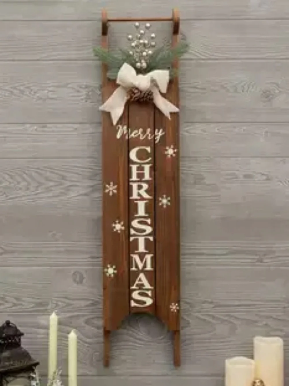 Merry Christmas Sleigh Wood Wall Decor